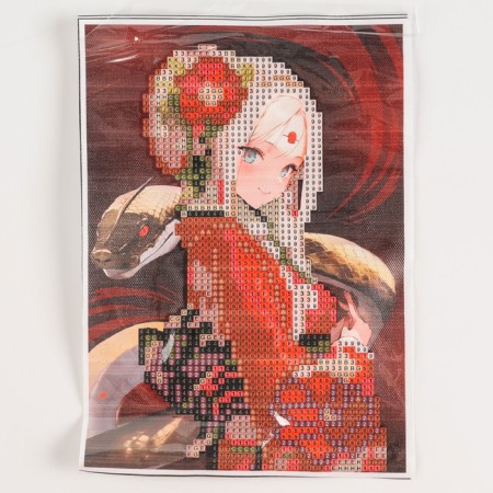 Diamond embroidery with partial filling "Girl with a snake" 15*21, canvas-3