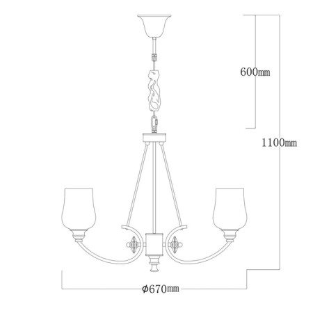 Palermo chandelier, size 67x110x67 cm, 240W 6xe27-2