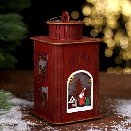 New Year's decor with backlight "Lantern" 9 × 9 × 16 cm-1