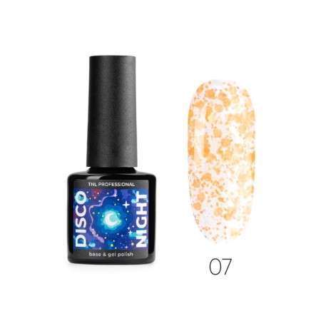 TNL Professional Disco Night gel polish. with color neon mica, No. 7 Orange tequila, 6 ml