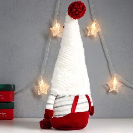 Interior doll "Santa Claus in a red overalls, in a cap with stars" 35x16x14 cm-3