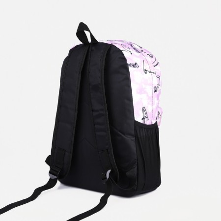 School backpack from textiles on lightning, 3 pockets, purple color-3