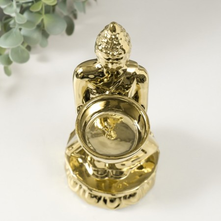 Ceramics candlestick for 1 candle "Buddha" d = 4 cm gold 8x11x22.5 cm-5