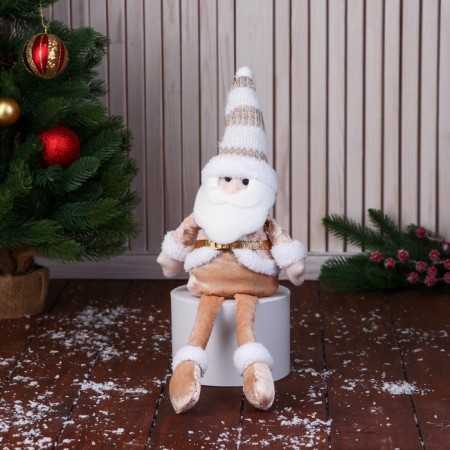Soft toy "Santa Claus in a striped cap, with a strap" 14x43 cm, gold
