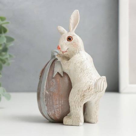 Polystone souvenir "Rabbit with an testicle with a bow" 11x5.5x8.5 cm-1