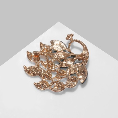 Brooch "Peacock", white-green color in gold-3