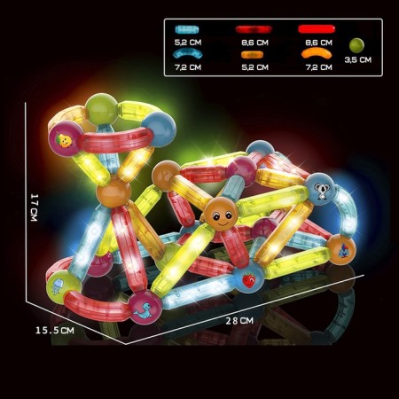 Magnetic designer for kids "light sticks", 76 parts-1