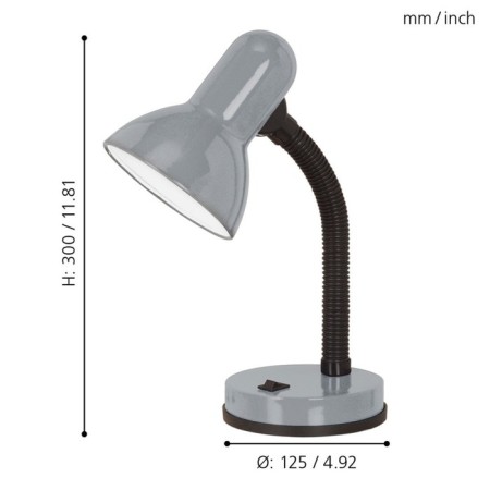 Basic 1, 1x60W E27 table lamp, silver color, black-1