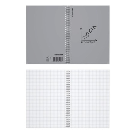 Notebook A5 80 sheets of a cage on a spiral Erichkrause Life Style, silver, plastic cover-1