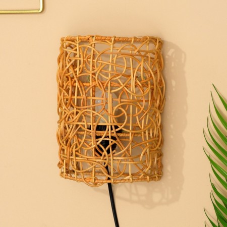 Lamp wall -mounted from the rattan "thread of Ariadne" 1x120W, E27, 16x10x23 cm-2