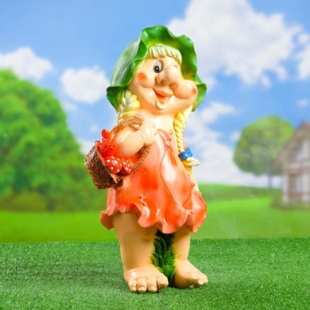 Garden figure "Girl Gnome with a basket" 26x18x52 cm