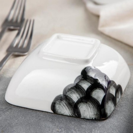 Bowl ceramic Black style, d = 11.5 cm, white color-2