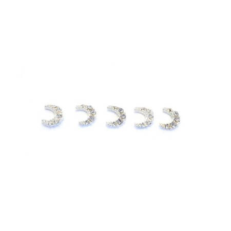 Metallic fittings Pole "Silver Crescent with Rhilizers", 2 pcs