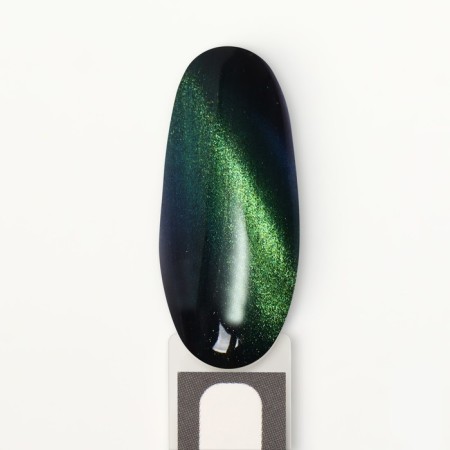 Nail gel polish, “cat`s eye”, 3 phase, 8ml, LED/UV, chameleon/green color (05)-10