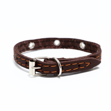 Collar leather single-layer, dimensionless 30 x 1 cm, Osh 19-27 cm, brown-1
