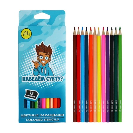 Color pencils, 12 colors "Vlad A4", in a cardboard box with a Euro suspension
