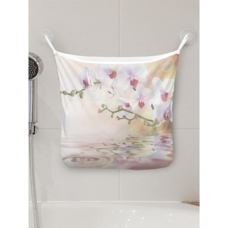 Organizer in a bath on suction cups "Tender Orchid", for storing toys and trifles, size 33x39 cm
