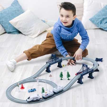 Railway for children "My City", 64 items, on batteries-6