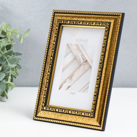 Photo frame plastic "Mira" 10x15 cm gold (plastic screen)-1