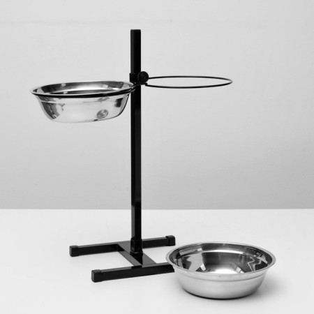 Stand with bowls, 2 x 2.5 l, height 60 cm, collapsible, black-3