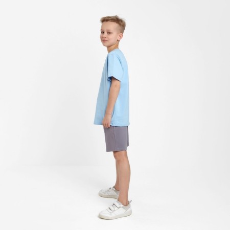 Set for a boy (T-shirt, shorts) minku color-blue/gray, height 140-1