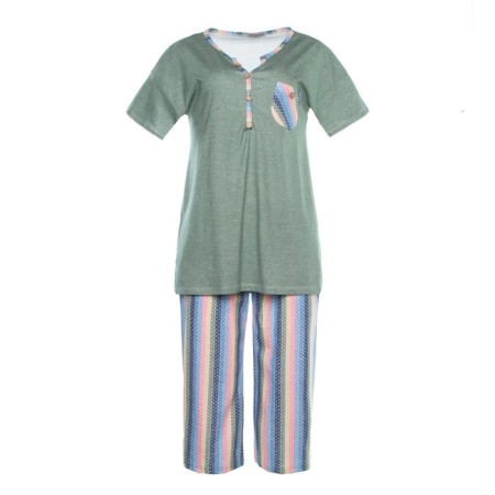 Women's home set (T -shirt/breeches), olive color, size 64-4