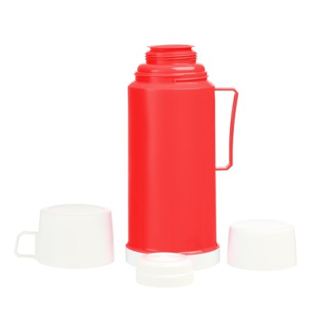 Thermos with a glass flask "Classic" with 1 mug and 1 cup, 1 l, 13 x 29 cm, red-1