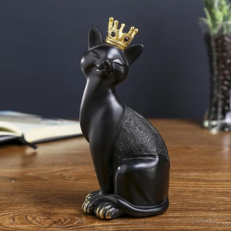 Polystone souvenir "Black cat in the Golden Crown" 19.5x8.5x7.5 cm