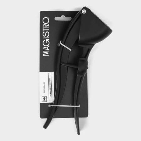 Magistro Alum Black garlic press with bones pusher, black color-7