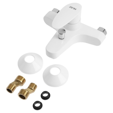 Bath mixer Zein Z3674, single-leaf, without shower set, ABS plastic, white-8