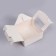 The box is folding, with a window and a handle, white, 16 x 16 x 9 cm