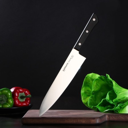 Knick Kitchen Samura Harakiri, Chef, Blade 20.8 cm, Black Hand