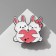 Bunny icon in love, white-pink color in ferrous metal