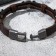 Bracelet Skin Skull is large, with bones, dark brown color with black silver, 8 cm