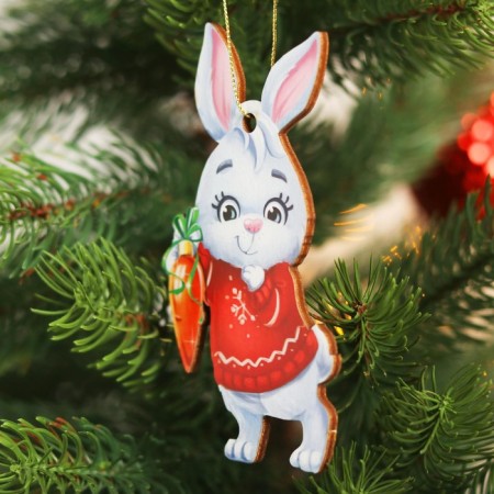 New Year's wooden pendant "New Year! Bunny "-2