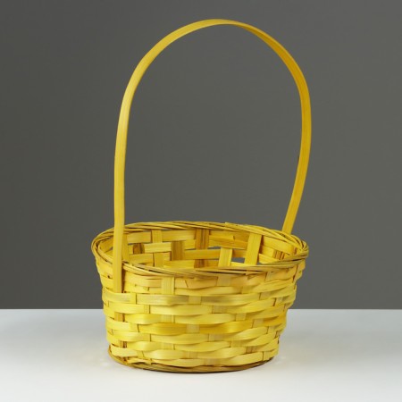 Wicker basket, d21 x 10/34 cm, yellow, bamboo