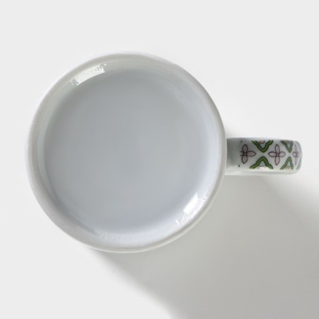 Ceramic mug with a lid and sieve "Flowers", 300 ml, white color-5