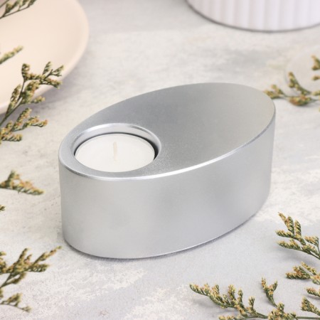 Cloth "narrow oval. Marble" from gypsum, 11.5x7x4cm, silver