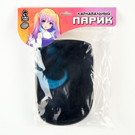 Carnival wig "anime" blue color with braids-4