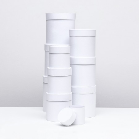 Set of round boxes 10 in 1 white, 23x23 - 13-13 cm