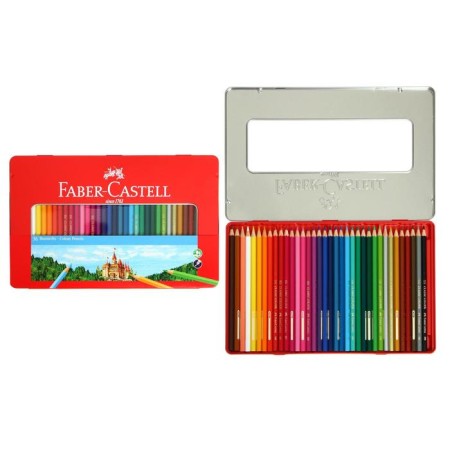 Pencils 36 colors Faber-Castell "Castle", hexagonal case, sharpened, in a metal pencil case