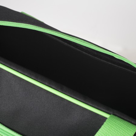 Sports bag with lightning, without lining, external pocket, black/green color-3