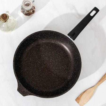 Pan, d = 26 cm, removable handle, glass cover, anti -stick coating, color coffee marble-1