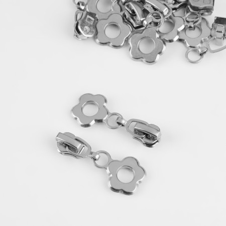 Automatic castle for metal zippers, No. 3, decorative, 10 pcs, Nickel color-1