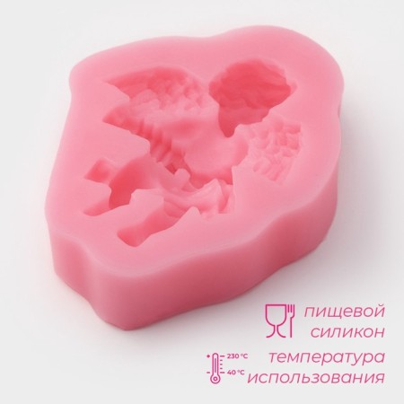 Mold Dolyana "Angel with an accordion", silicone, 9 × 7.4 × 2 cm, color mix-1