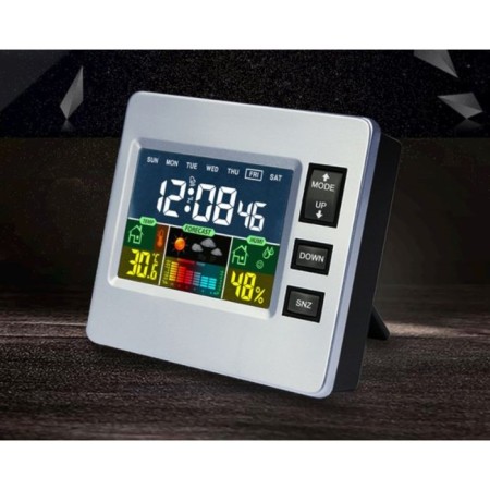 Electronic table hours with a weather station, with a calendar and an alarm clock, 7.7 x 8.6 cm-2