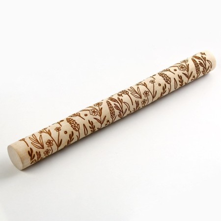 Wooden rocking with patterns "Flower meadow" for baking, 30 cm-2