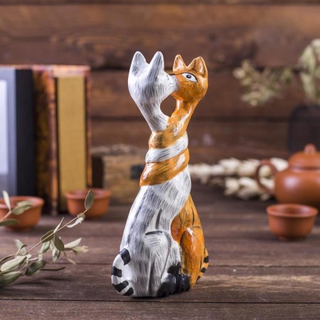 Souvenir tree "Coliding cats" 19x4x11 cm-2