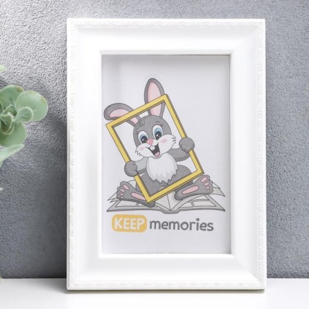Photo frame plastic L-6 10x15 cm, white (plastic screen)