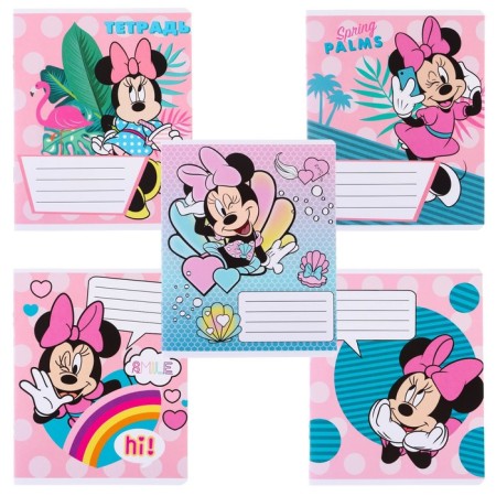 A set of notebooks 10 pieces, 12 sheets, in a cage, cover coated cardboard, Minnie Mouse-12